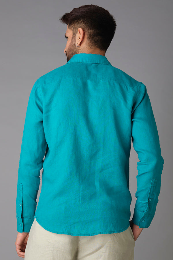 Emerald Full Sleeve Linen Shirt (Zack F/Slv Fit)