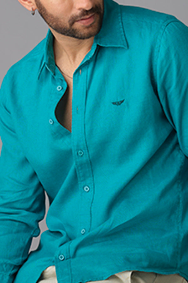 Emerald Full Sleeve Linen Shirt (Zack F/Slv Fit)