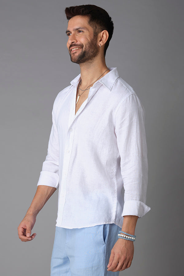 White Full Sleeve Linen Shirt (Zack F/Slv Fit)