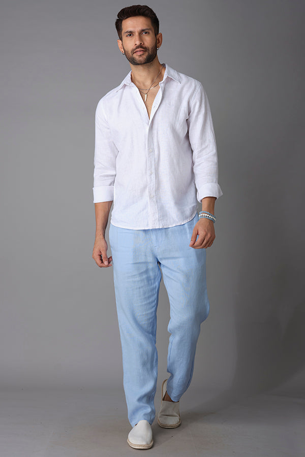 White Full Sleeve Linen Shirt (Zack F/Slv Fit)