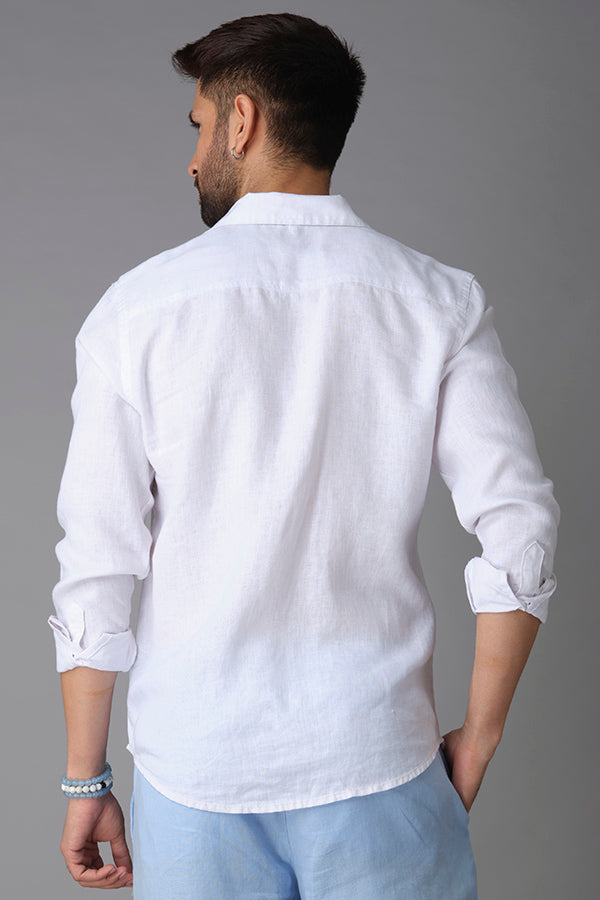 White Full Sleeve Linen Shirt (Zack F/Slv Fit)