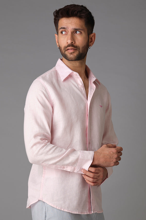 Pink Full Sleeve Linen Shirt (Zack F/Slv Fit)