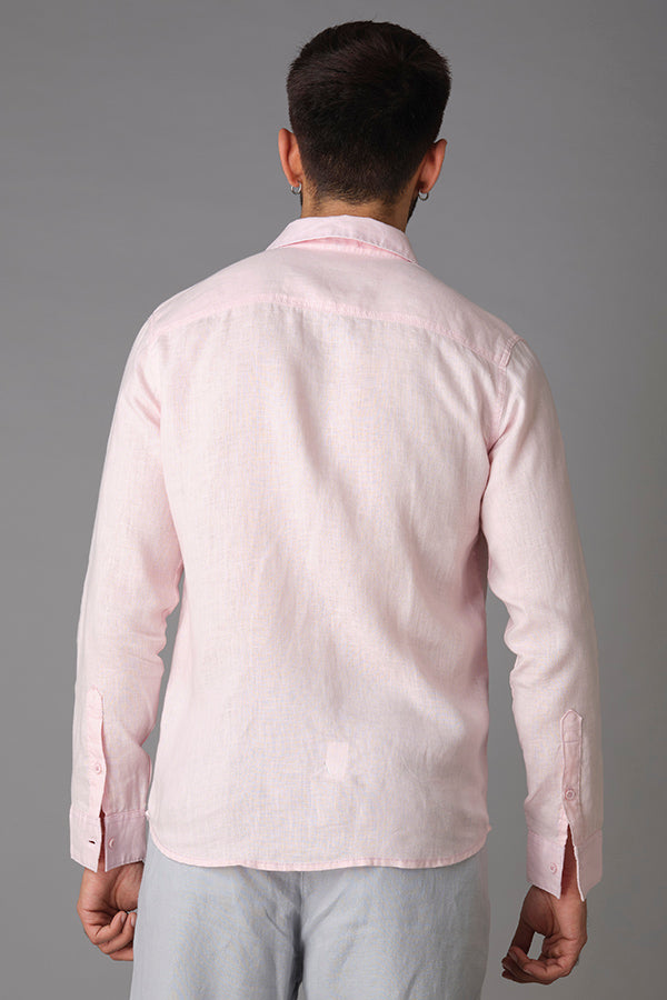 Pink Full Sleeve Linen Shirt (Zack F/Slv Fit)