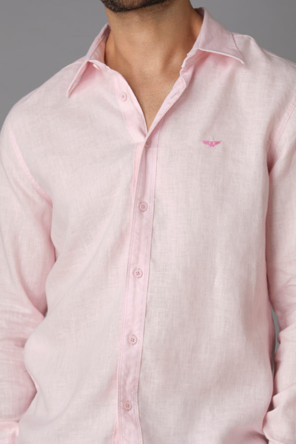 Pink Full Sleeve Linen Shirt (Zack F/Slv Fit)