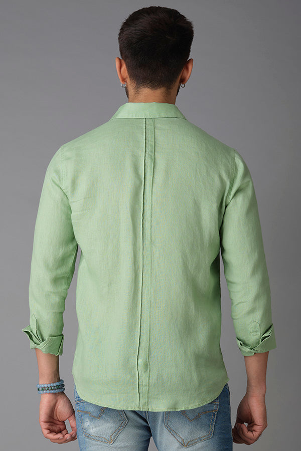 Lt Green Full Sleeve Linen Shirt (Zack F/Slv Fit)