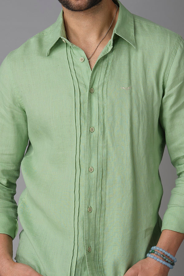 Lt Green Full Sleeve Linen Shirt (Zack F/Slv Fit)