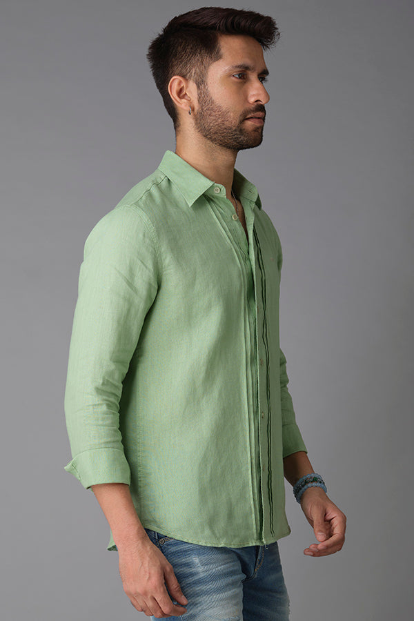 Lt Green Full Sleeve Linen Shirt (Zack F/Slv Fit)