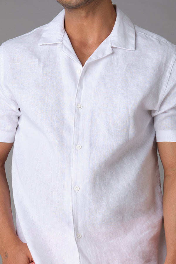 White Half Sleeve Linen Shirt (Tony H/Slv Fit)