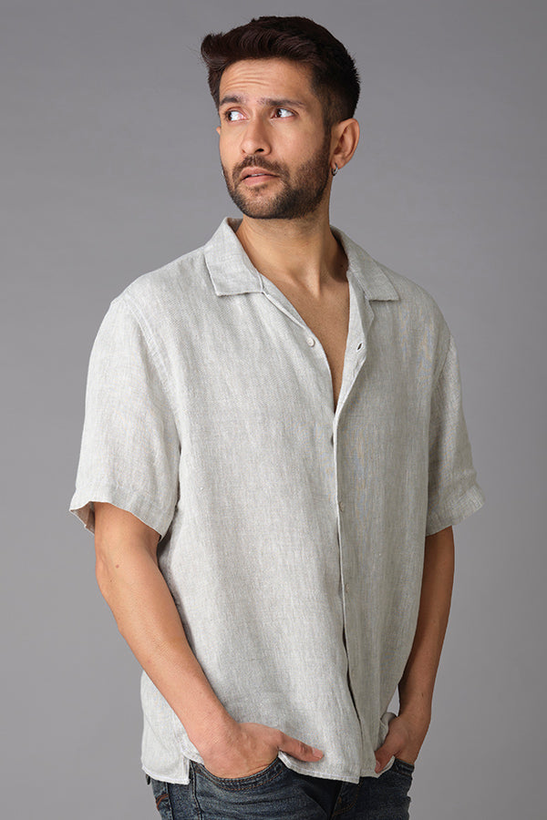 Moss Half Sleeve Linen Shirt (Tony H/Slv Fit)