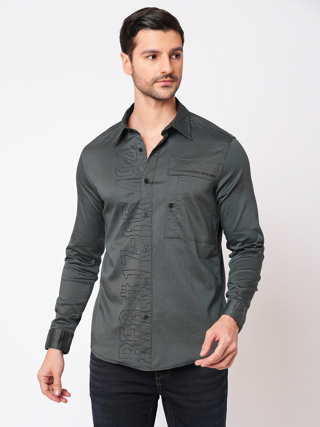 Bottle Green Full Sleeve Solid Shirt (Zack F/Slv Fit)