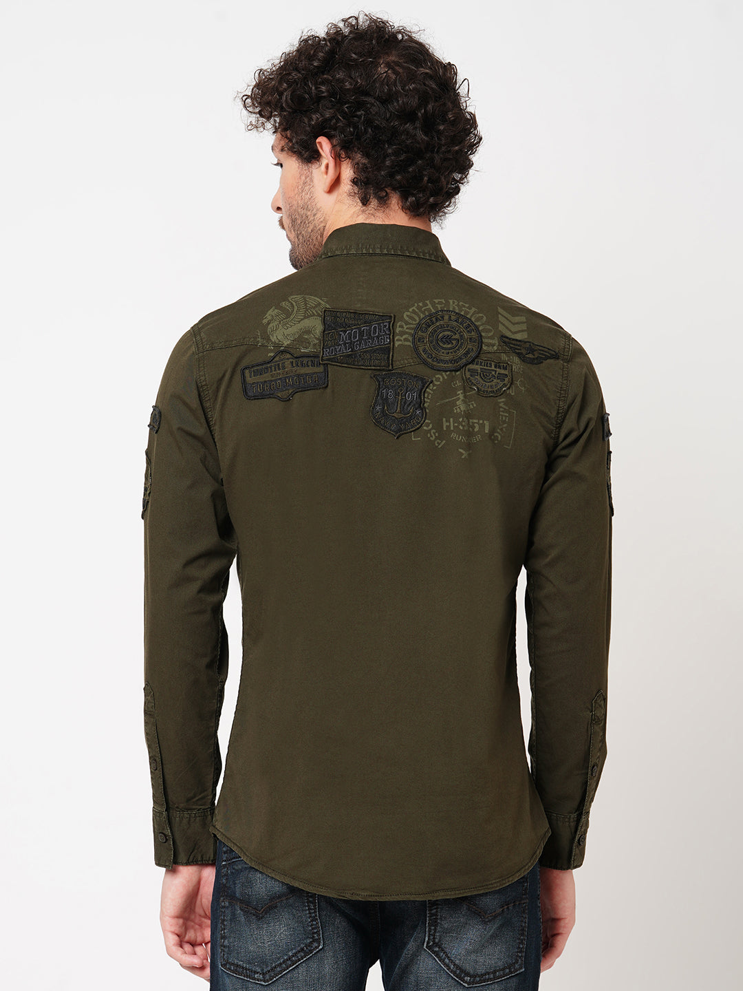 Military Green Full Sleeve Solid Shirt (Leo F/Slv Fit)