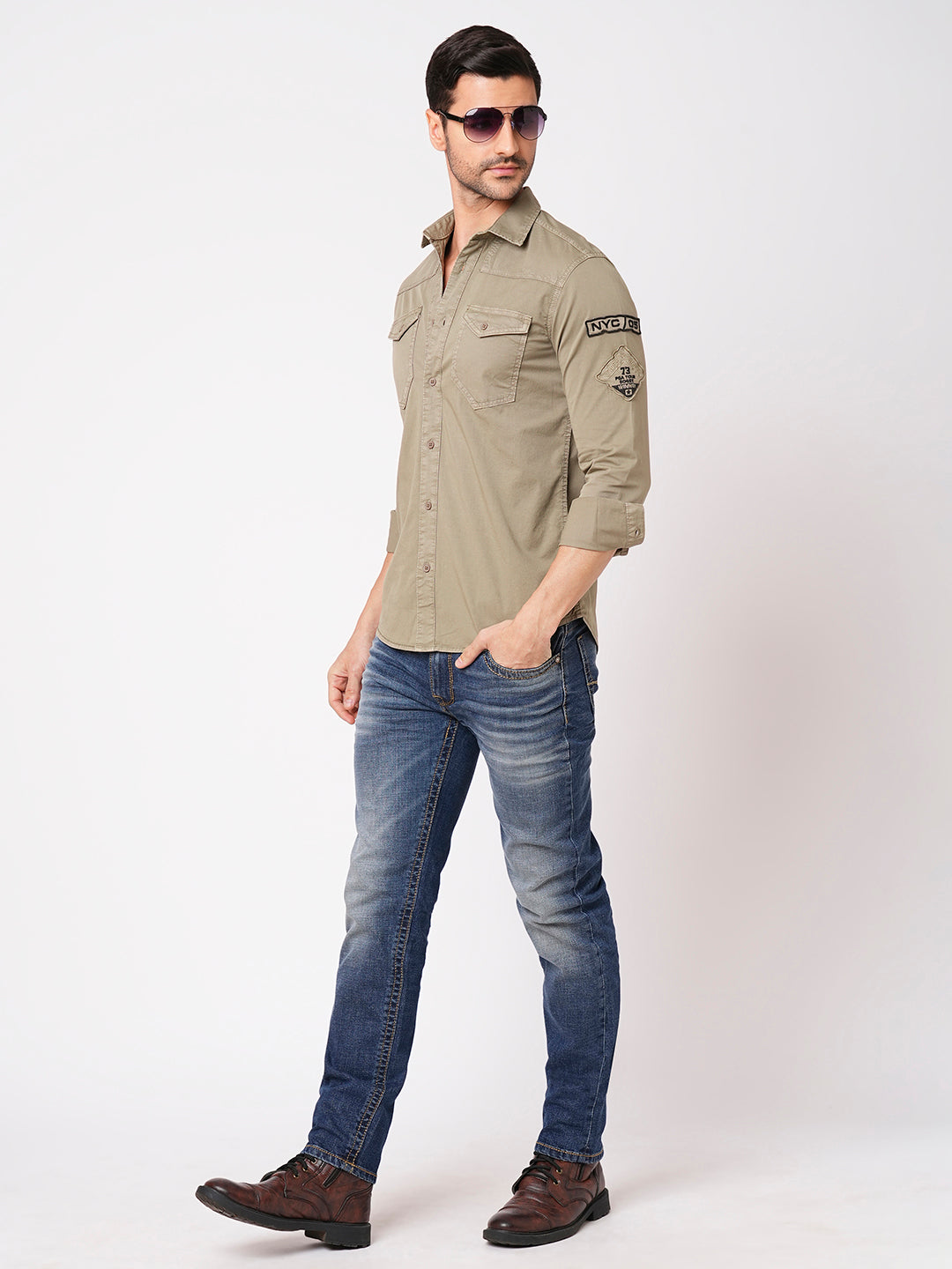 Dk Sand Full Sleeve Solid Shirt (Leo F/Slv Fit)