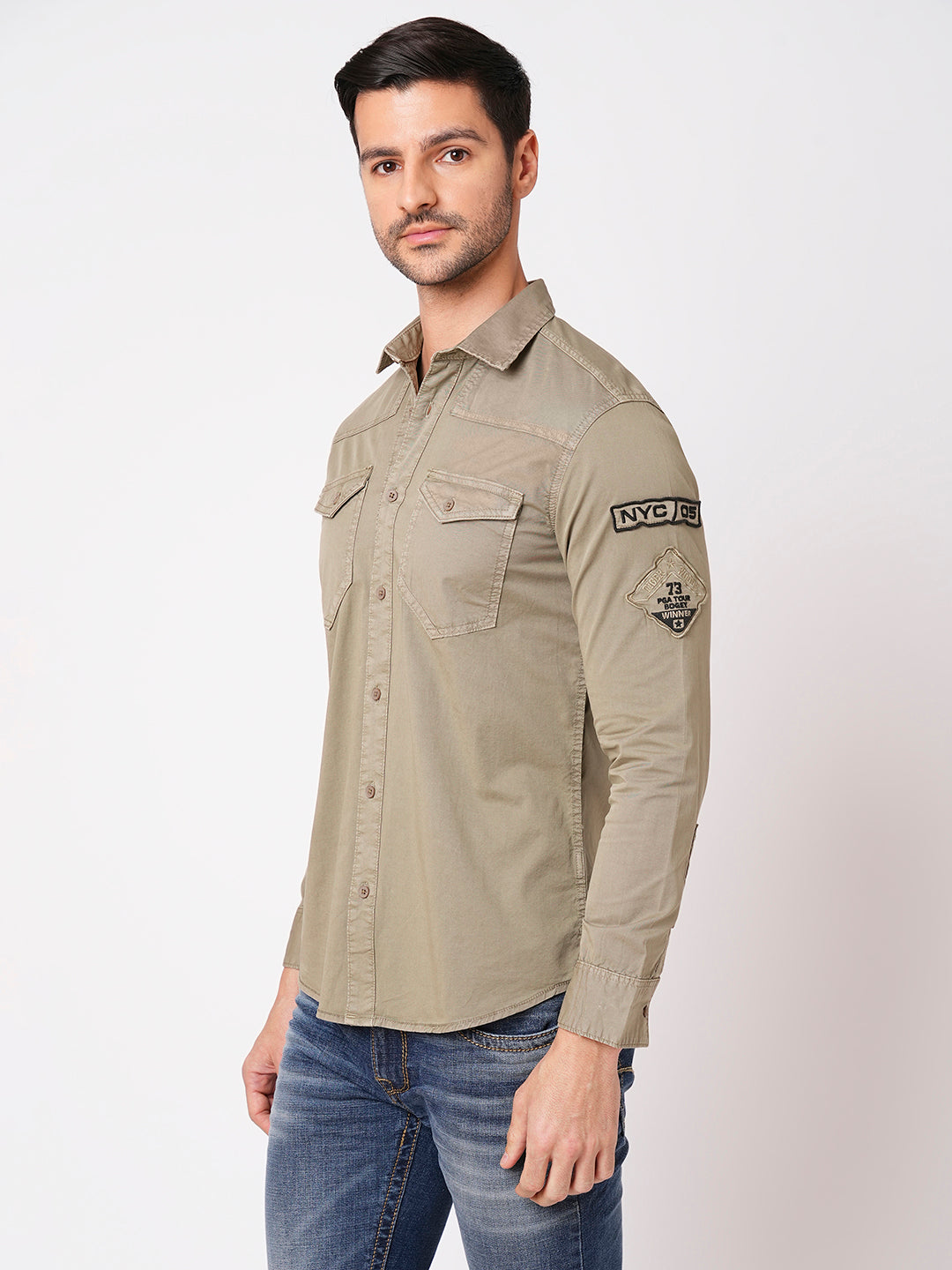 Dk Sand Full Sleeve Solid Shirt (Leo F/Slv Fit)