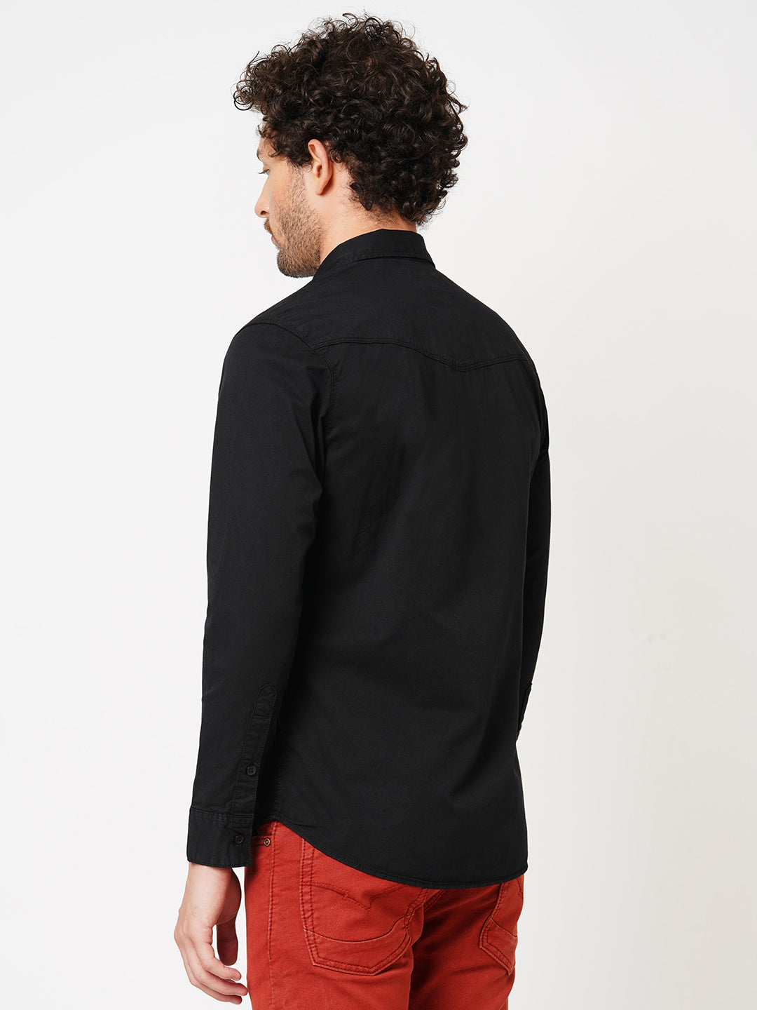 Black Full Sleeve Solid Shirt (Leo F/Slv Fit)