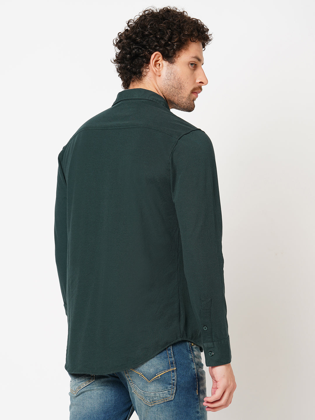 Military Green Full Sleeve Knitted Shirt (Stalone F/Slv Fit)