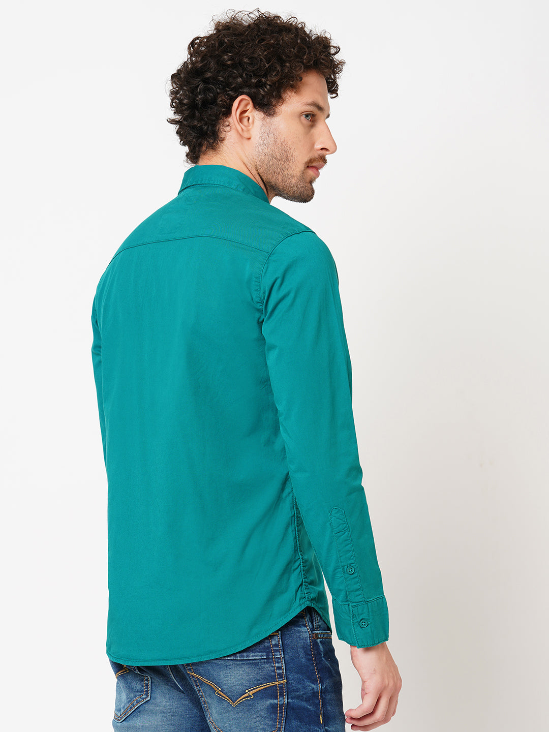 Bottle Green Full Sleeve Solid Shirt (Leo F/Slv Fit)