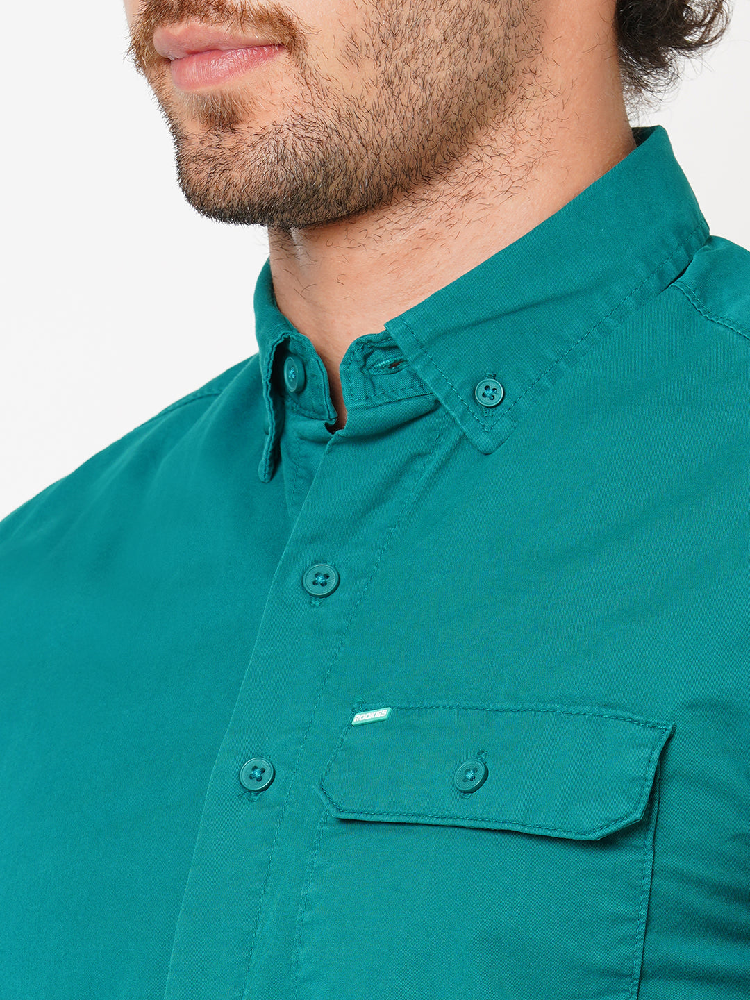 Bottle Green Full Sleeve Solid Shirt (Leo F/Slv Fit)