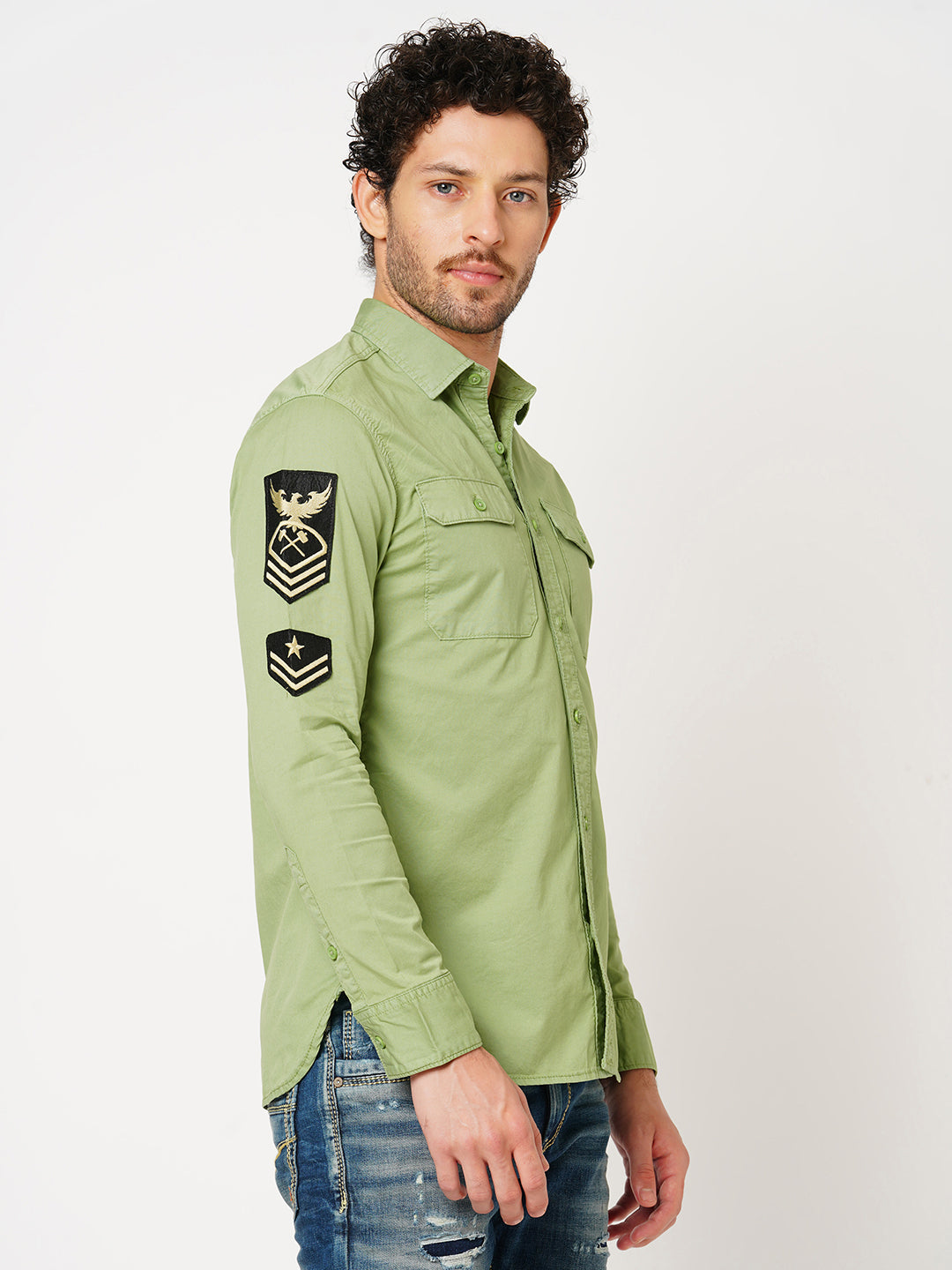 Moss Green Full Sleeve Solid Shirt (Leo F/Slv Fit)