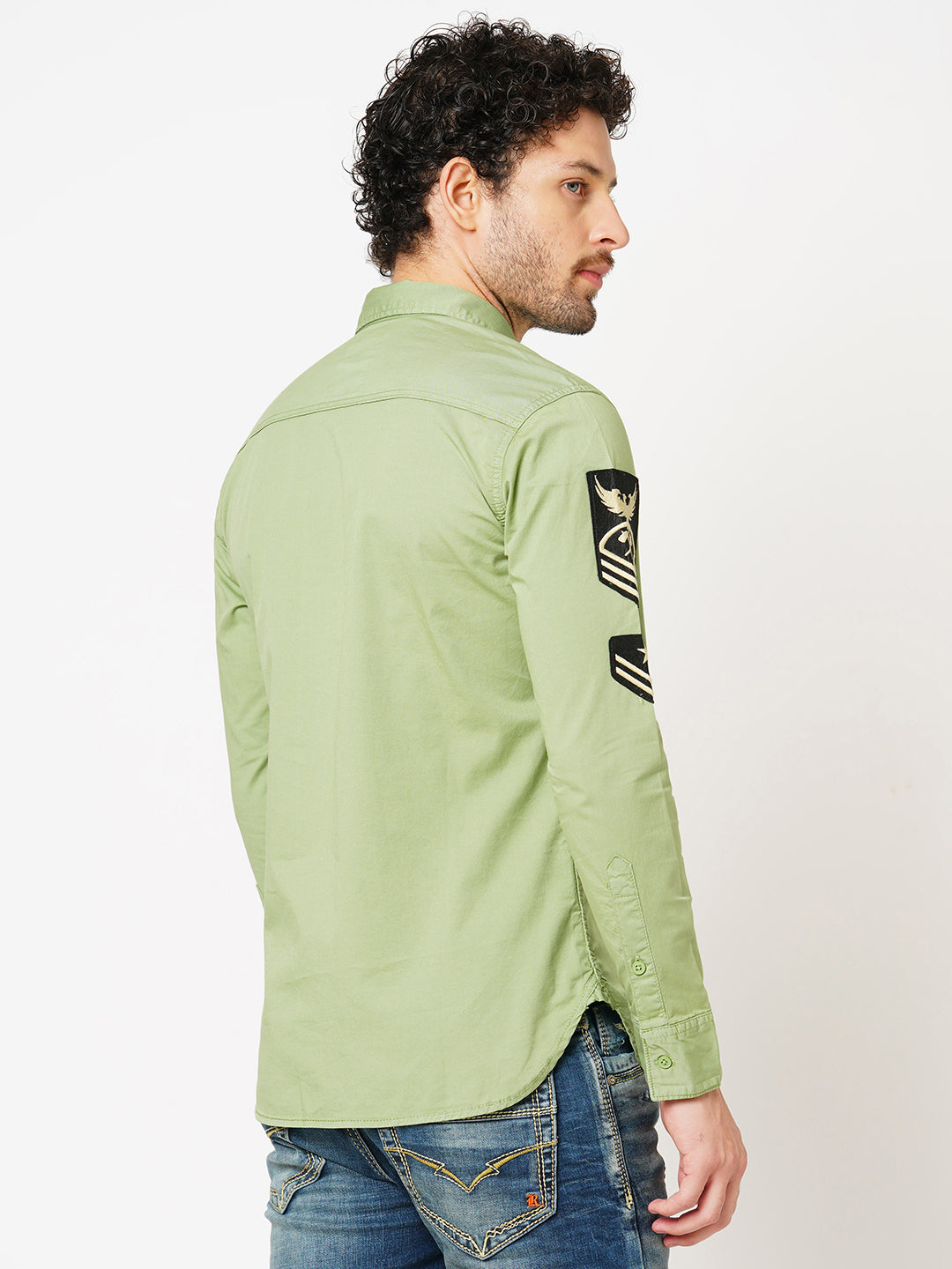 Moss Green Full Sleeve Solid Shirt (Leo F/Slv Fit)