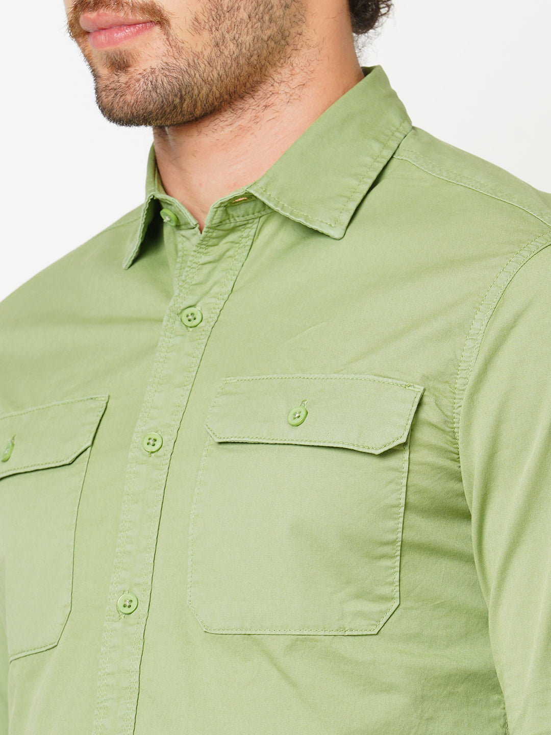 Moss Green Full Sleeve Solid Shirt (Leo F/Slv Fit)