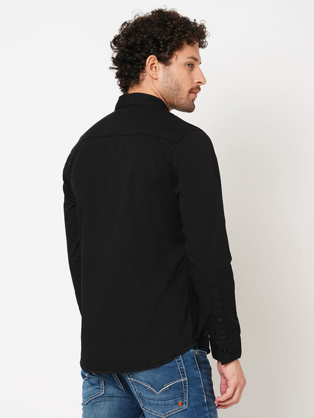 Black Full Sleeve Solid Shirt (Leo F/Slv Fit)