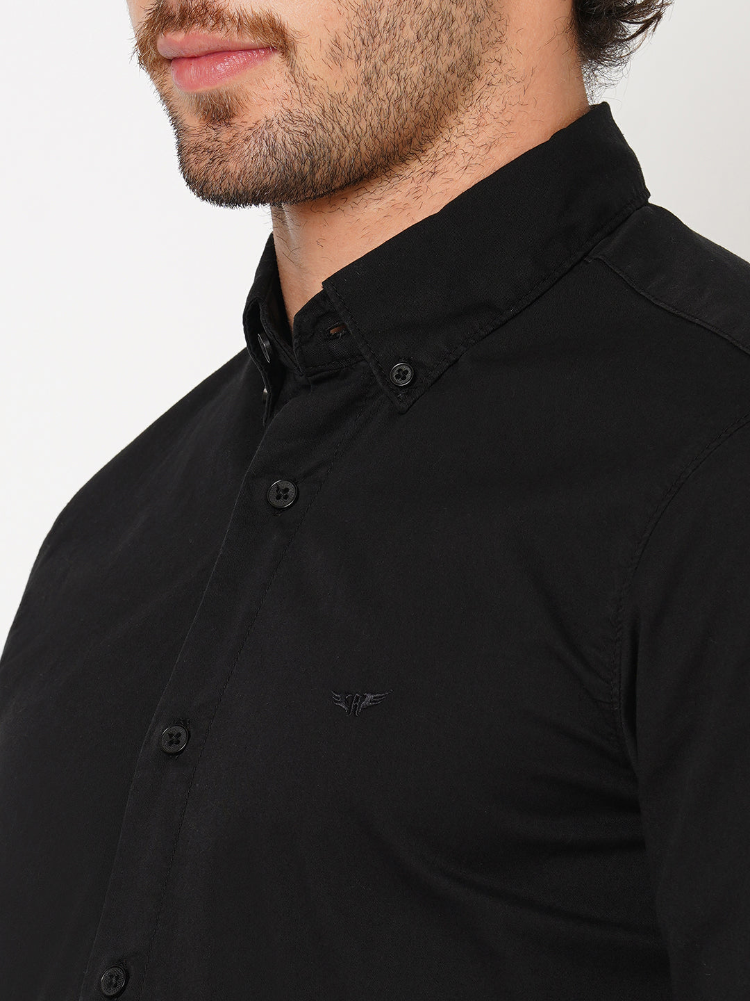 Black Full Sleeve Solid Shirt (Leo F/Slv Fit)