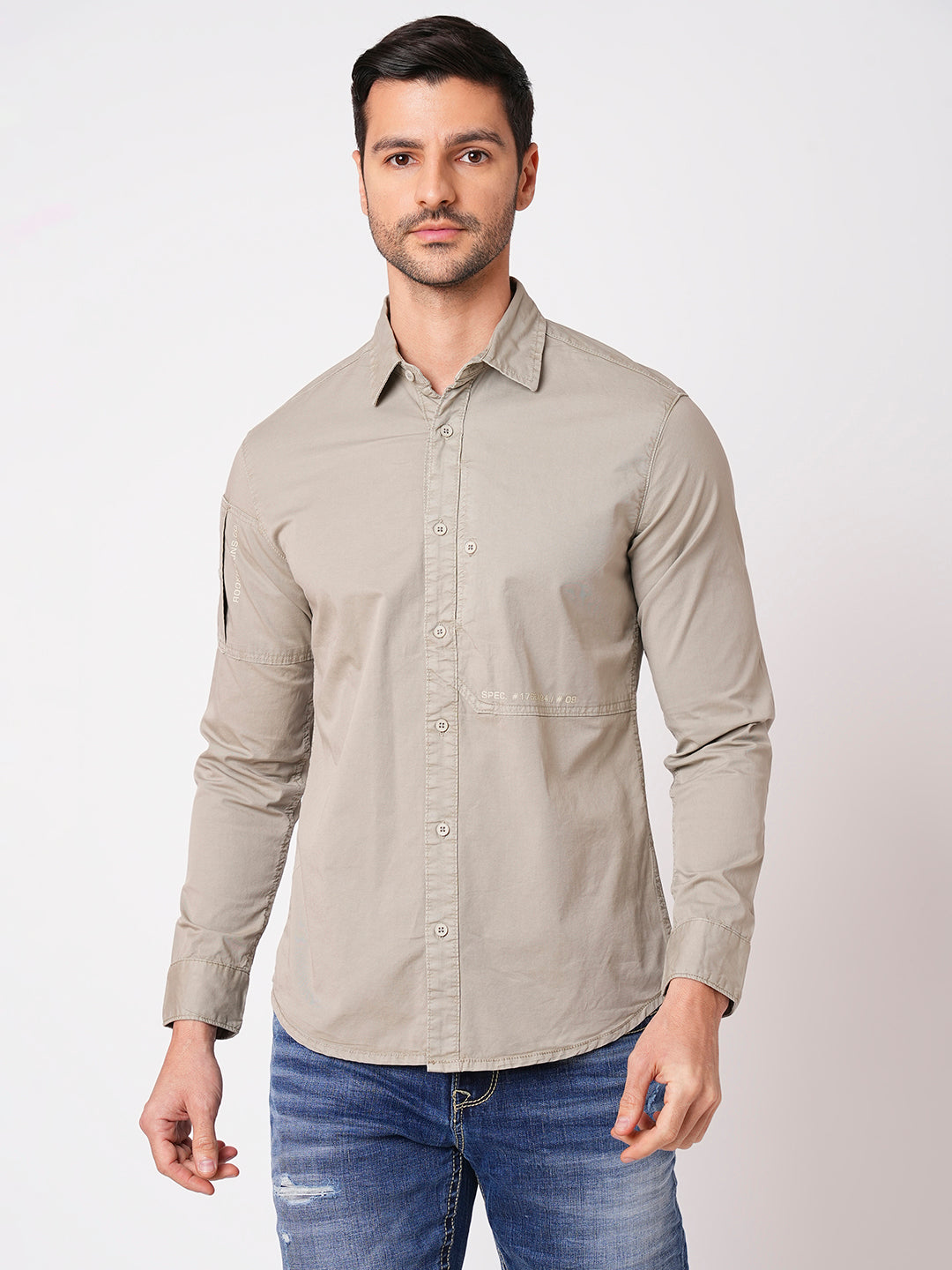 Stone Full Sleeve Solid Shirt (Leo F/Slv Fit)