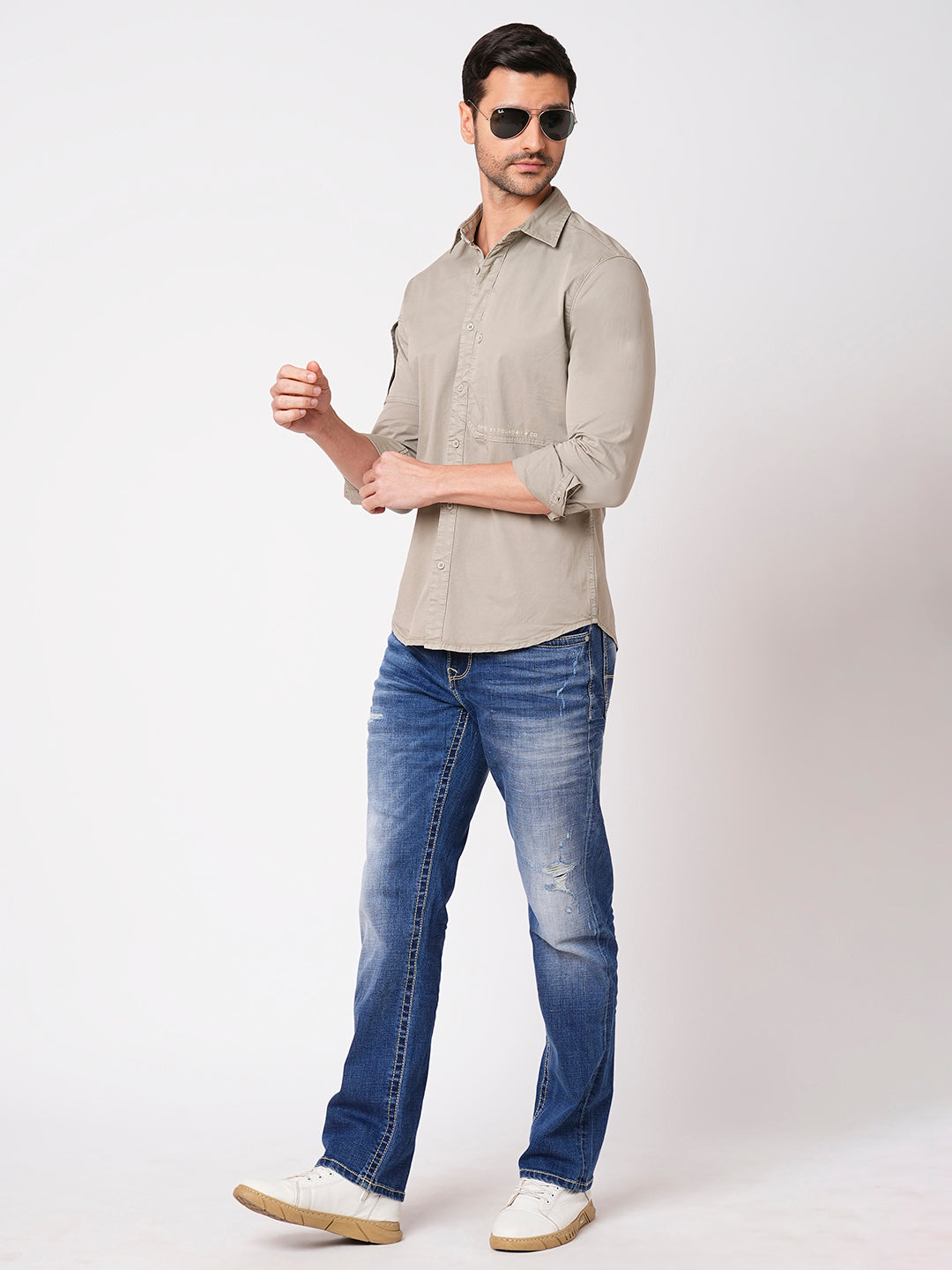 Stone Full Sleeve Solid Shirt (Leo F/Slv Fit)