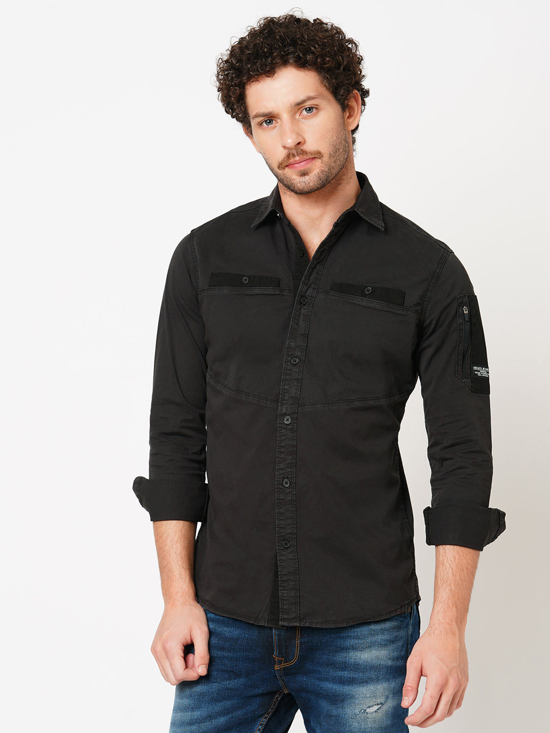 Charcoal Full Sleeve Solid Shirt (Leo F/Slv Fit)