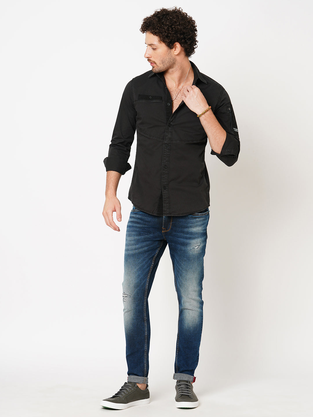 Charcoal Full Sleeve Solid Shirt (Leo F/Slv Fit)