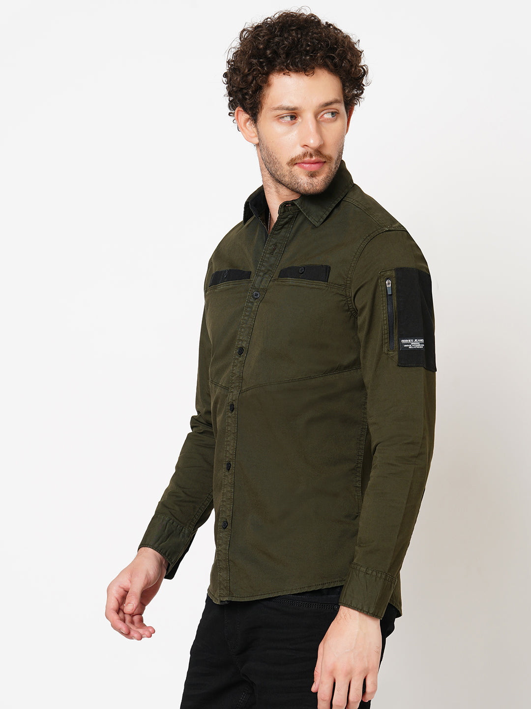 Military Green Full Sleeve Solid Shirt (Leo F/Slv Fit)