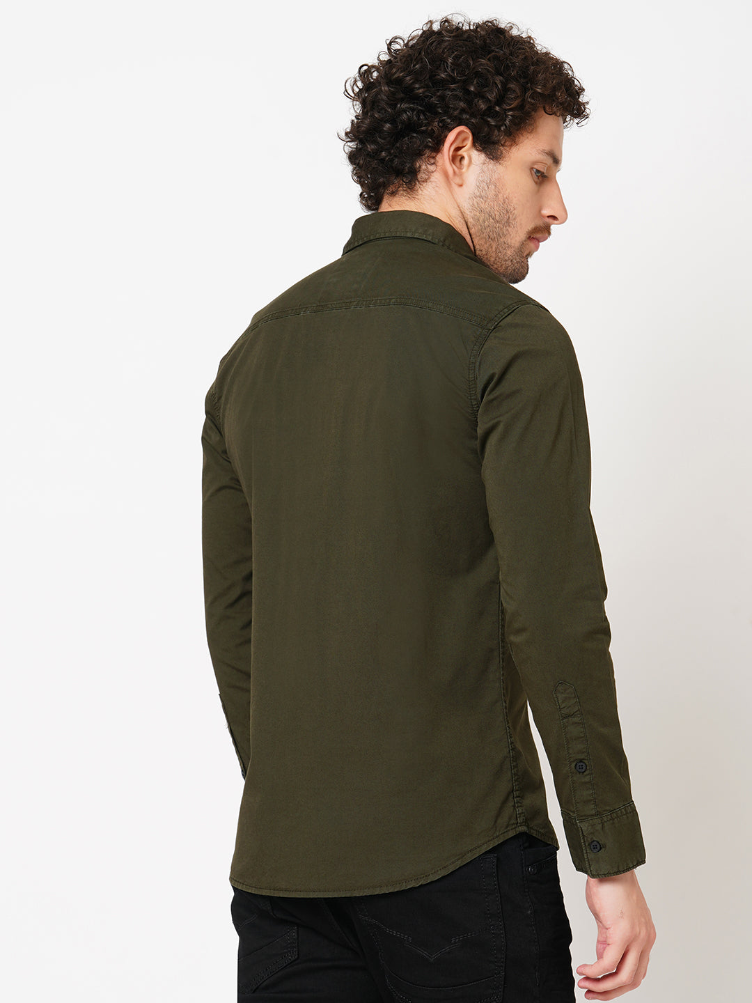 Military Green Full Sleeve Solid Shirt (Leo F/Slv Fit)