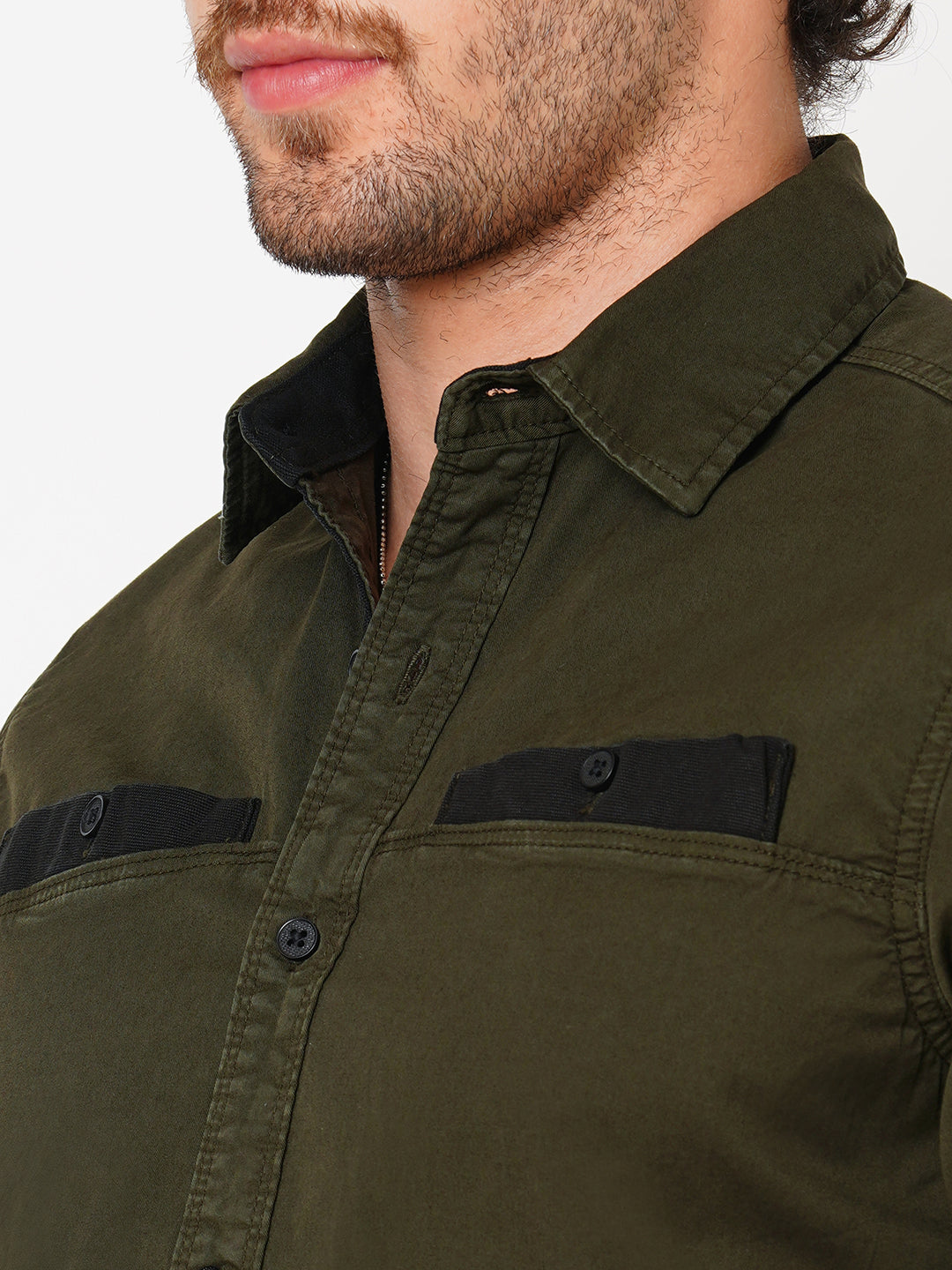 Military Green Full Sleeve Solid Shirt (Leo F/Slv Fit)