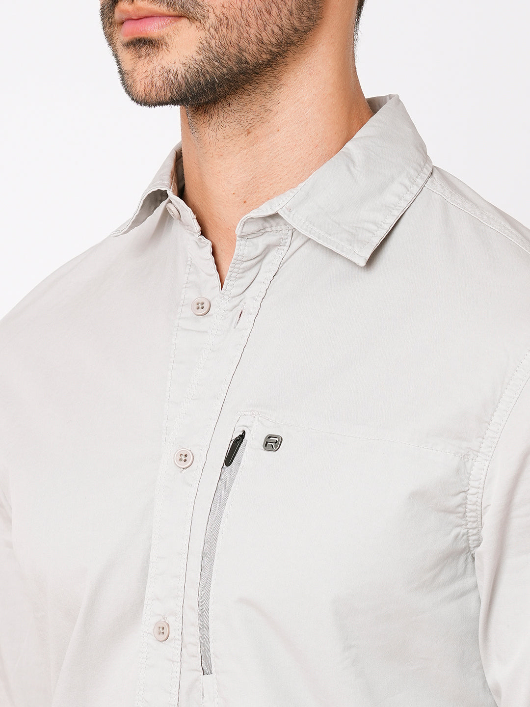 Lt Grey Full Sleeve Solid Shirt (Leo F/Slv Fit)