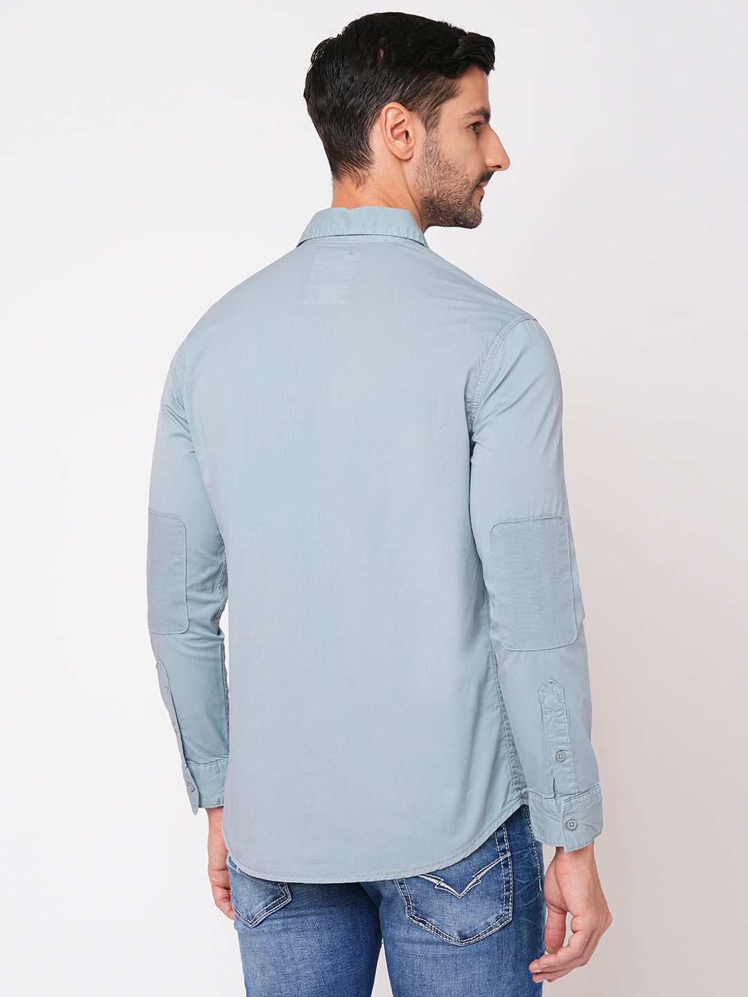 Faded Blue Full Sleeve Solid Shirt (Leo F/Slv Fit)