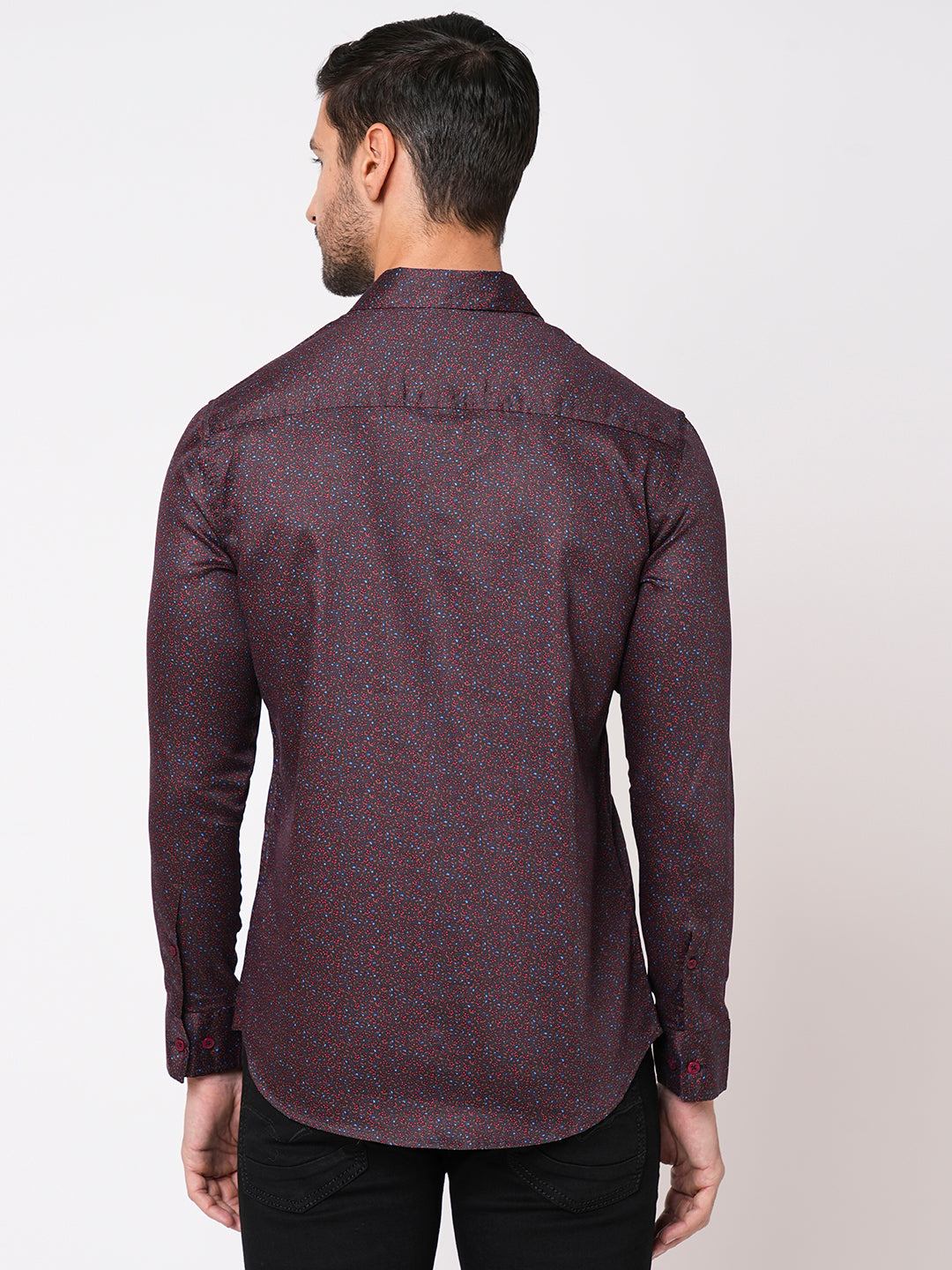 Maroon Full Sleeve Printed Shirt (Leo F/Slv Fit)