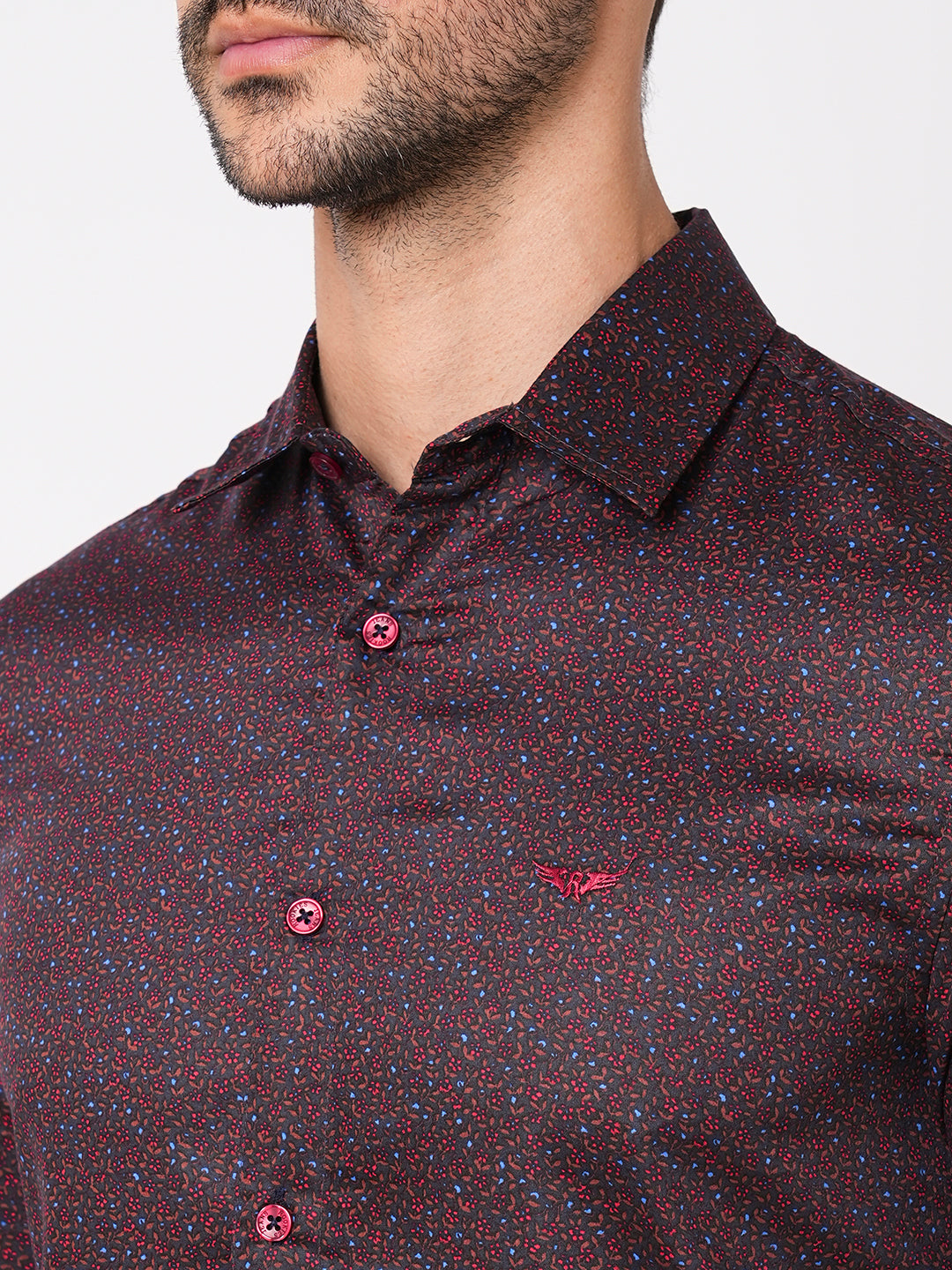 Maroon Full Sleeve Printed Shirt (Leo F/Slv Fit)