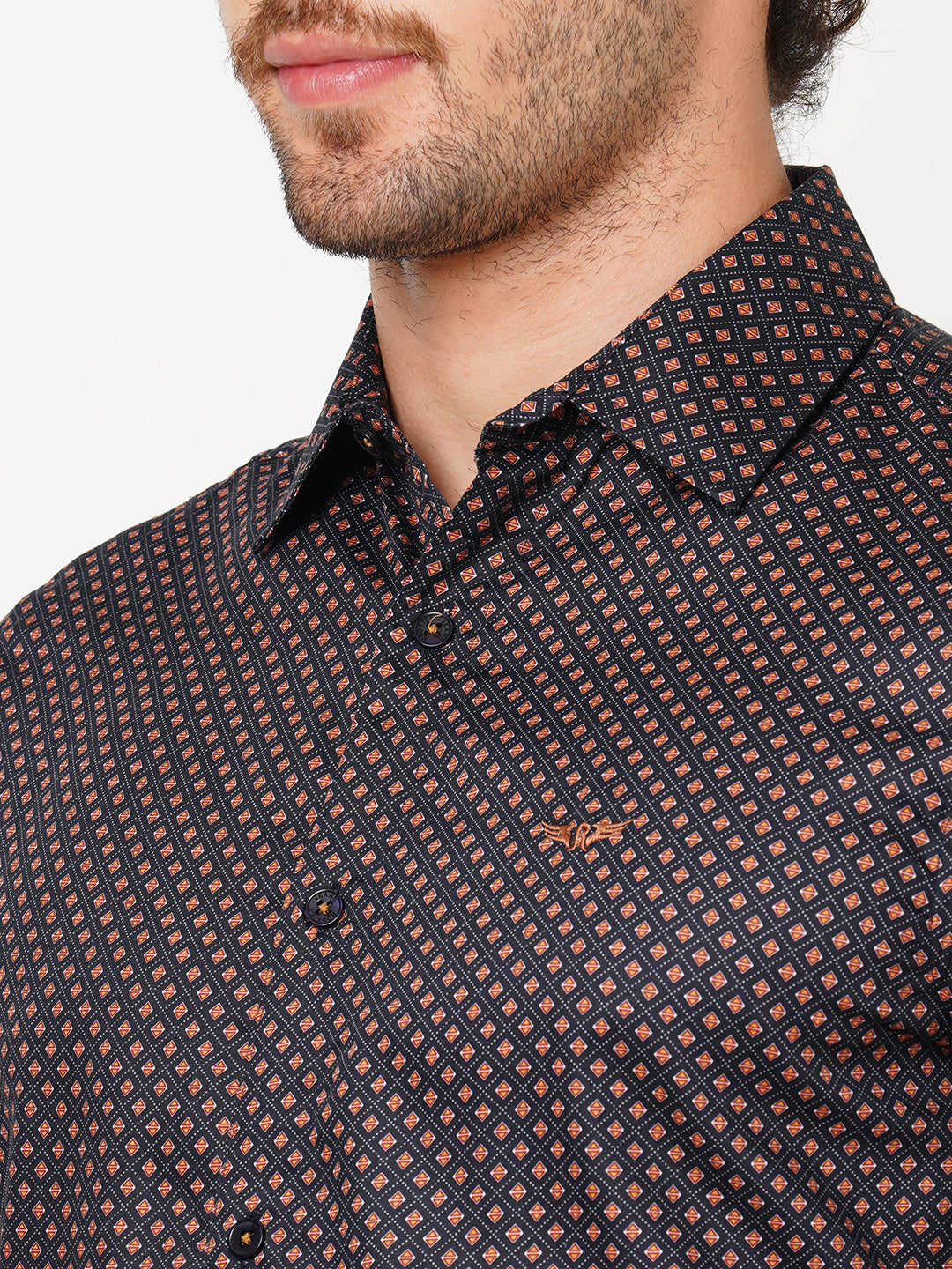 Navy Full Sleeve Printed Shirt (Leo F/Slv Fit)