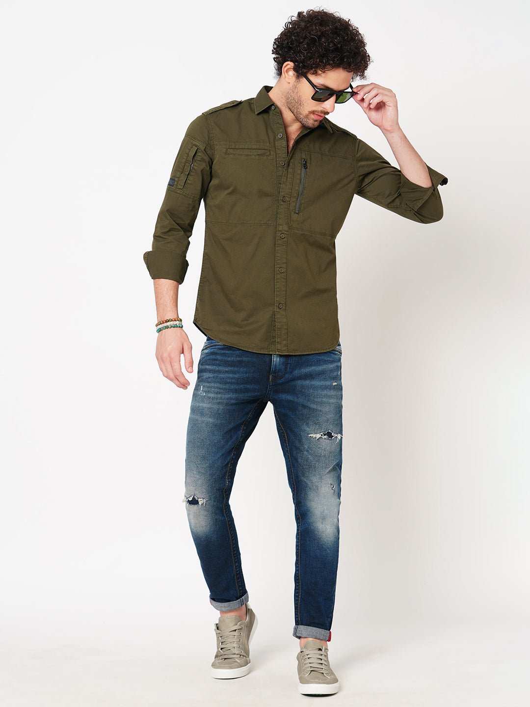 Dk Olive Full Sleeve Solid Shirt (Leo F/Slv Fit)