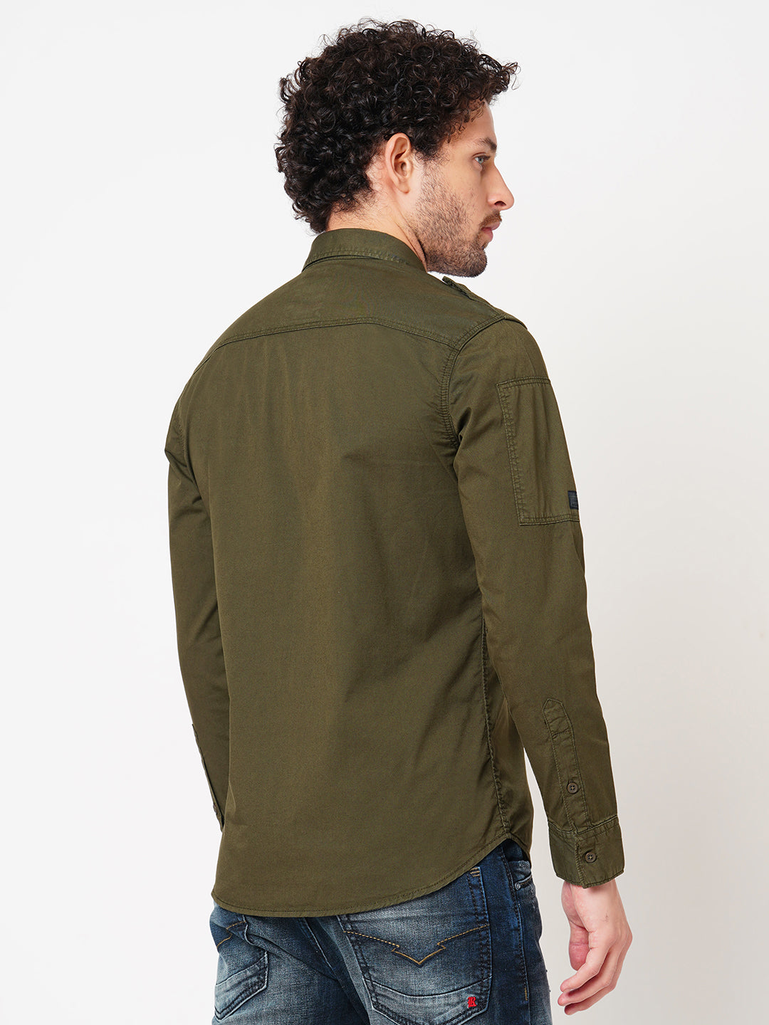 Dk Olive Full Sleeve Solid Shirt (Leo F/Slv Fit)