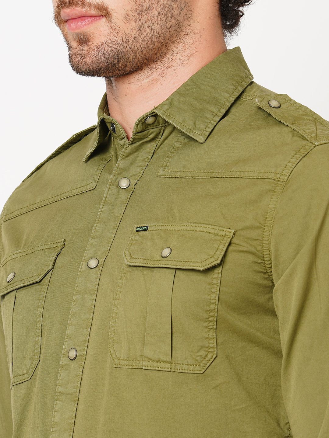 Pure Olive Full Sleeve Solid Shirt (Leo F/Slv Fit)