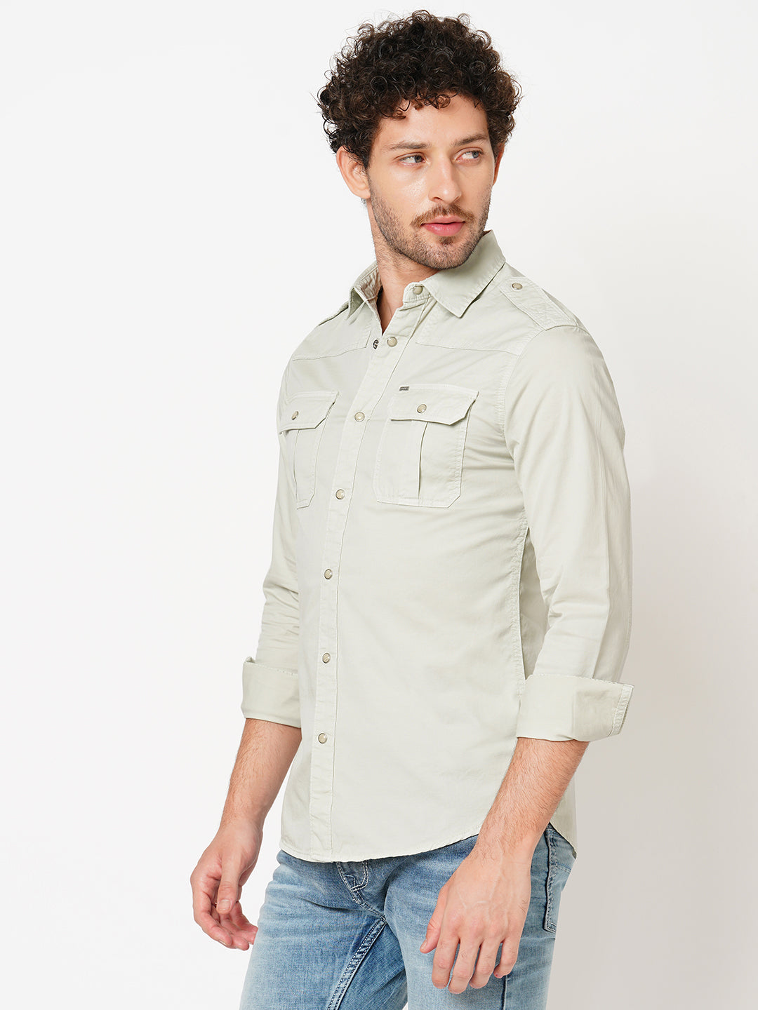 Silver Grey Full Sleeve Solid Shirt (Leo F/Slv Fit)