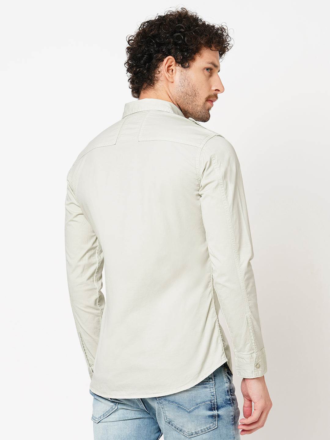 Silver Grey Full Sleeve Solid Shirt (Leo F/Slv Fit)