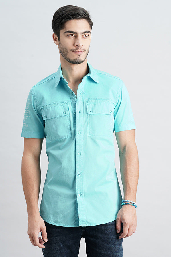 Blue Radiance Half Sleeve Solid Shirt (Leo H/Slv Fit)
