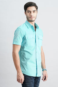 Blue Radiance Half Sleeve Solid Shirt (Leo H/Slv Fit)