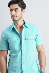 Blue Radiance Half Sleeve Solid Shirt (Leo H/Slv Fit)