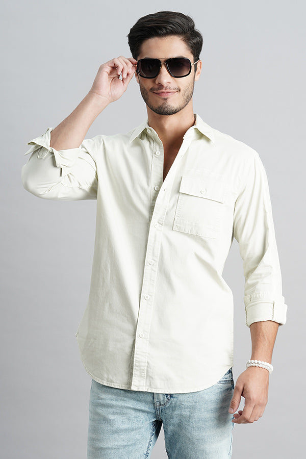 Light Lemon Full Sleeve Solid Shirt (Leo F/Slv Fit)