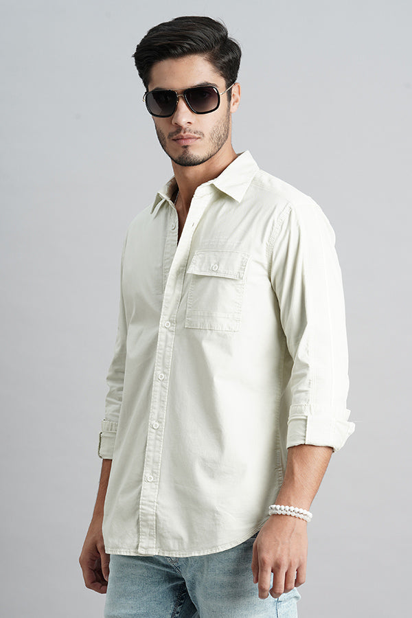 Light Lemon Full Sleeve Solid Shirt (Leo F/Slv Fit)