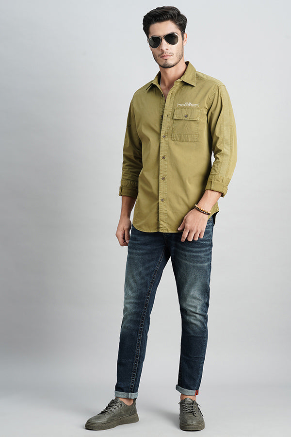 Olive Drab Full Sleeve Solid Shirt