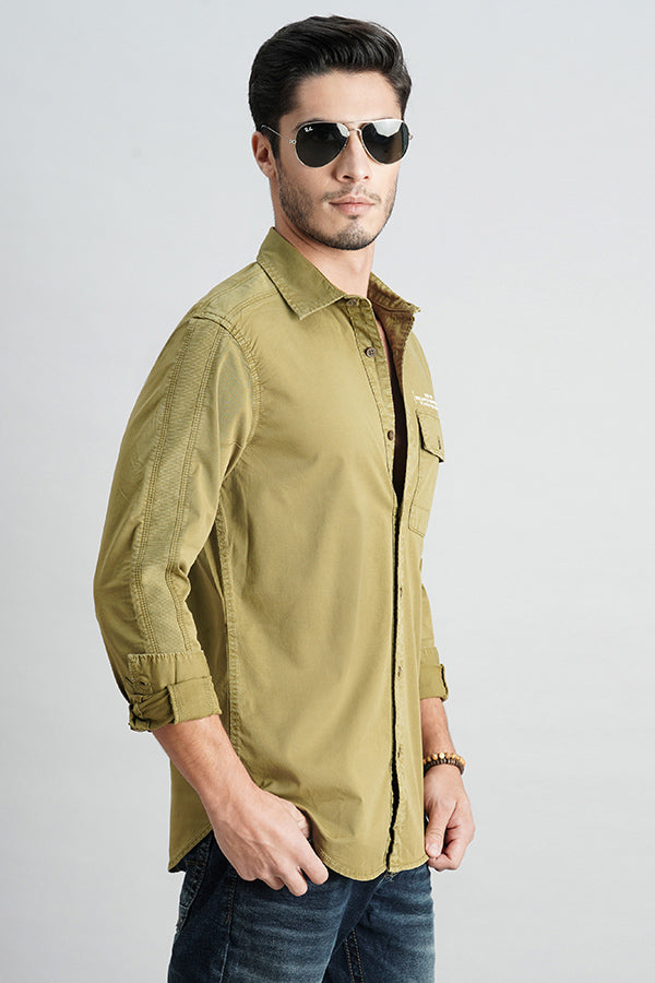 Olive Drab Full Sleeve Solid Shirt